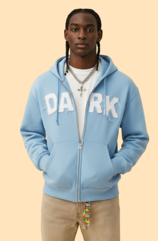 DARK Zip Hoodie – Light Blue Edition