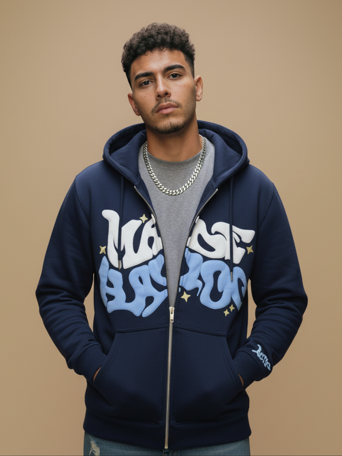 Graffiti Zip Hoodie – Black Edition