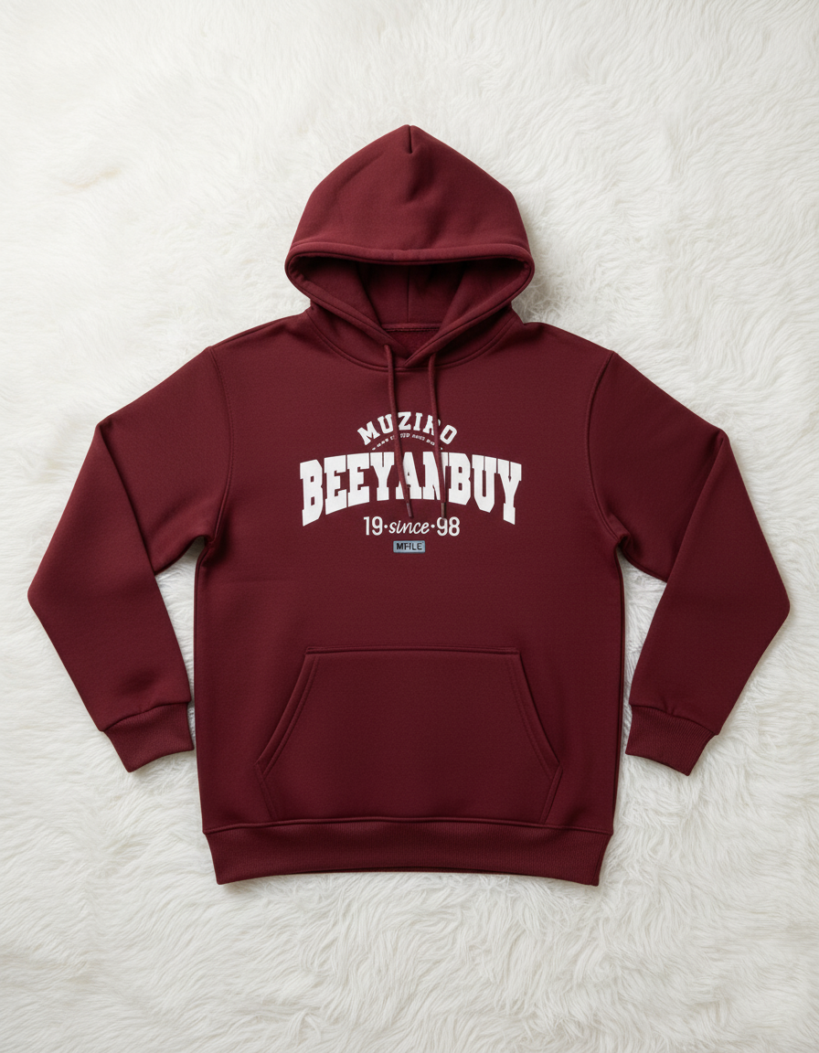 Maroon Graphic Hoodie – “MUZIR BEEYANDUY”