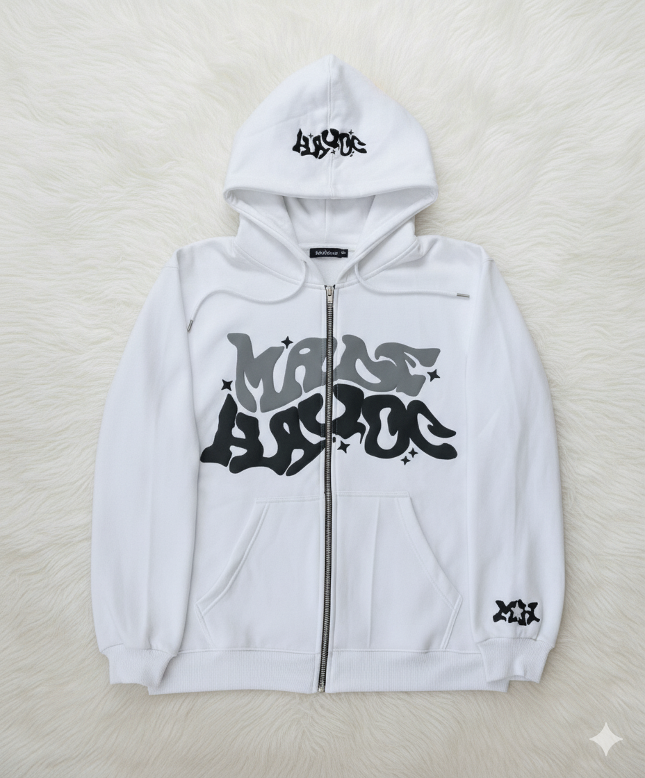 Graffiti Zip Hoodie – Black Edition