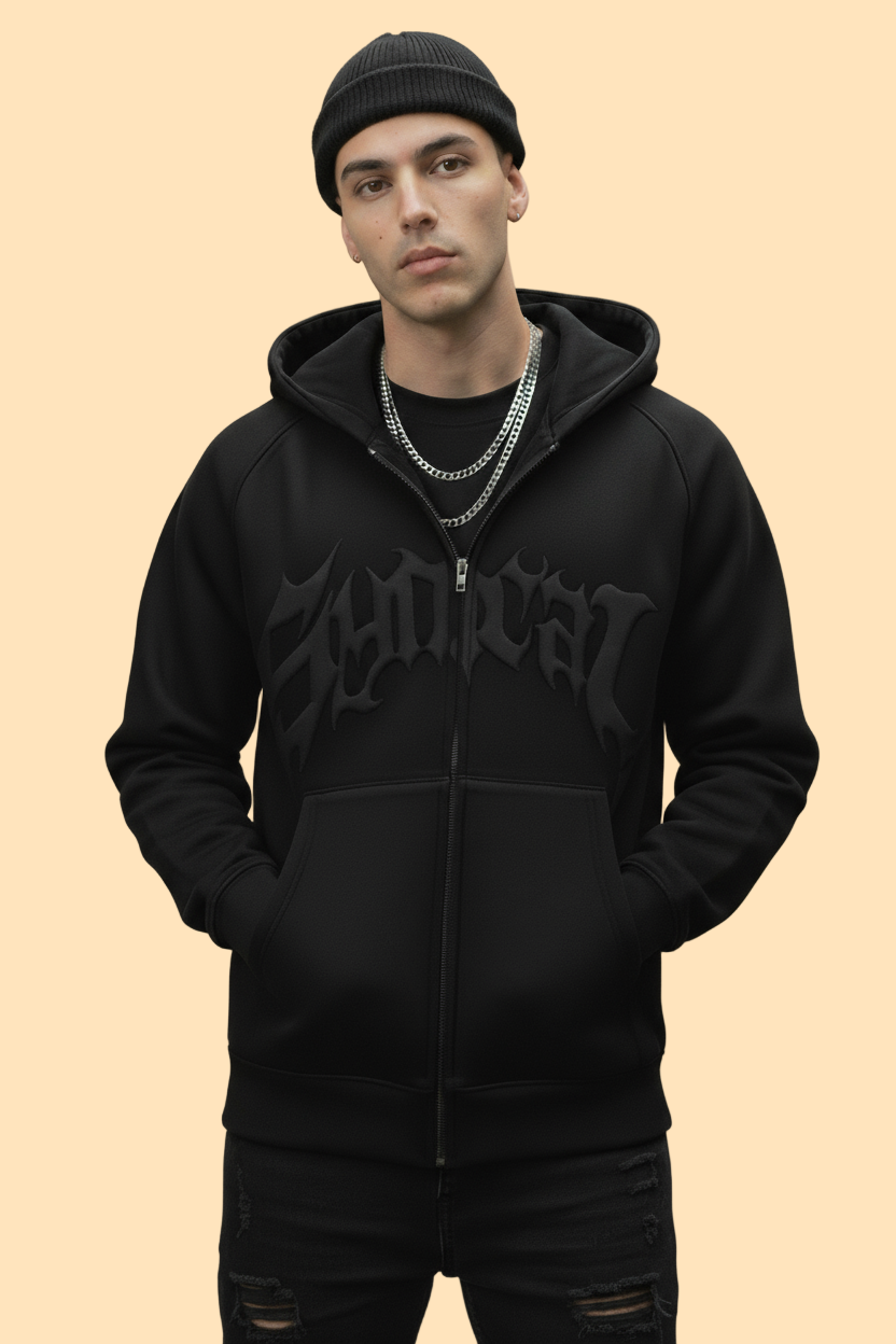 Black Zip Hoodie – “Radical” Graphic