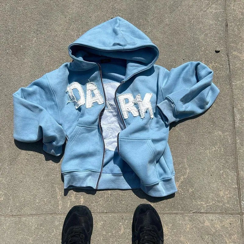 DARK Zip Hoodie – Light Blue Edition