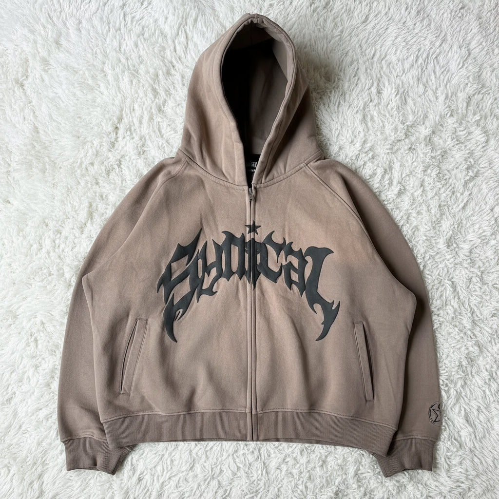 Black Zip Hoodie – “Radical” Graphic
