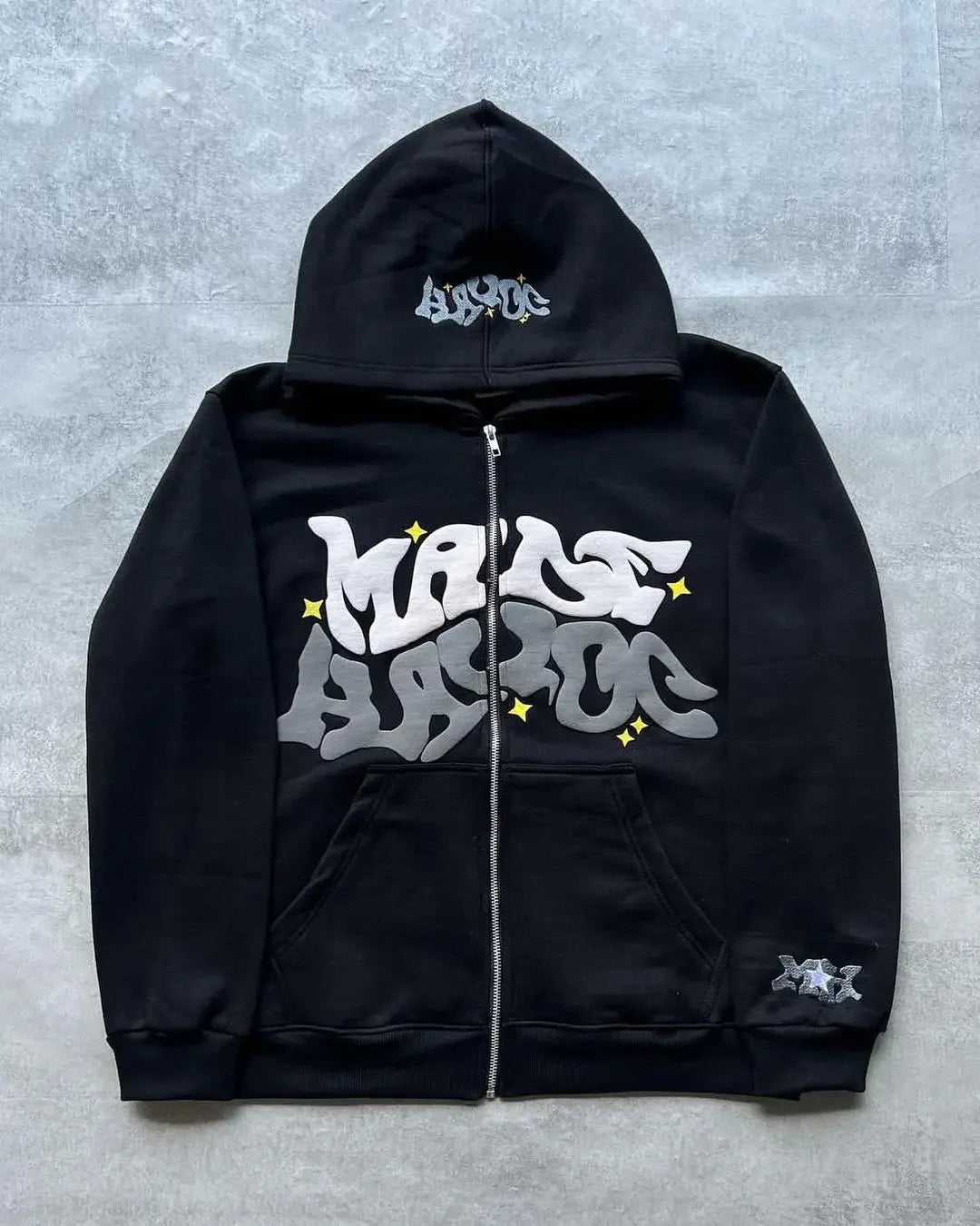 Graffiti Zip Hoodie – Black Edition