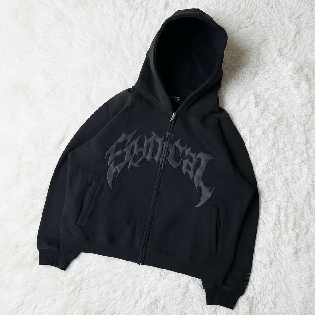 Black Zip Hoodie – “Radical” Graphic