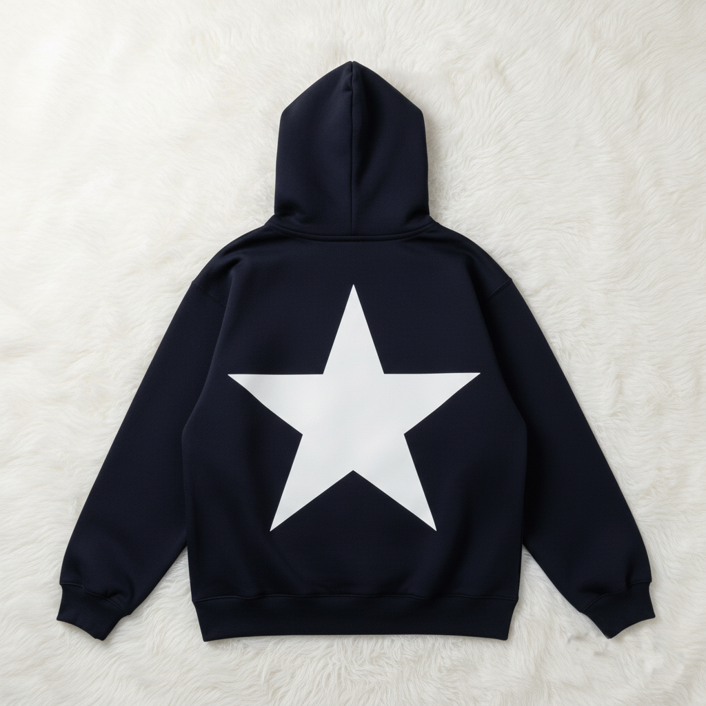 Dark Navy Hoodie with Star Detail