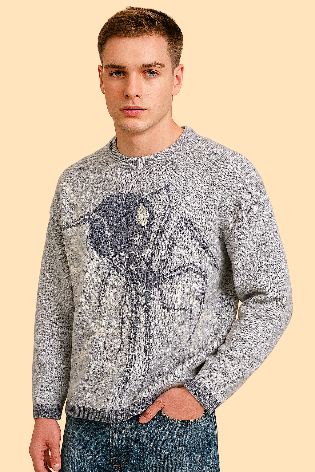 Blue spider sweter