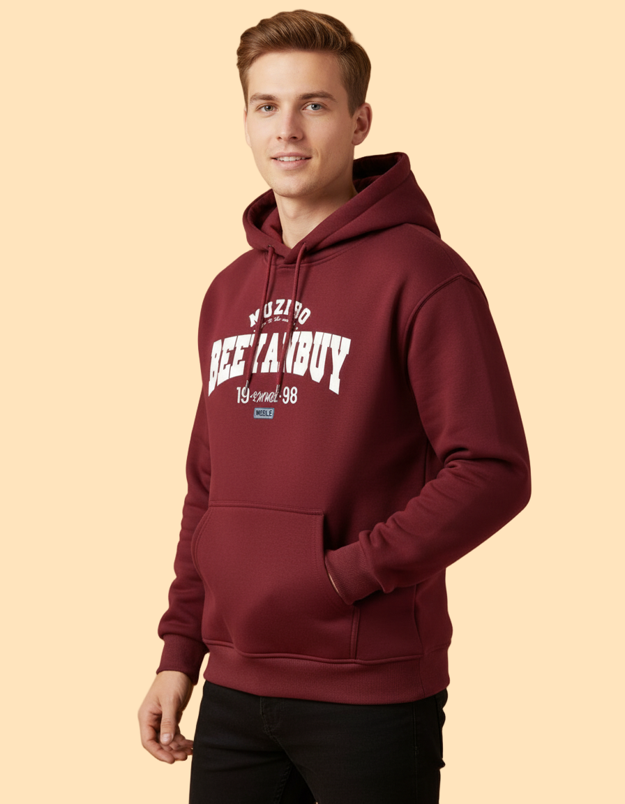 Maroon Graphic Hoodie – “MUZIR BEEYANDUY”
