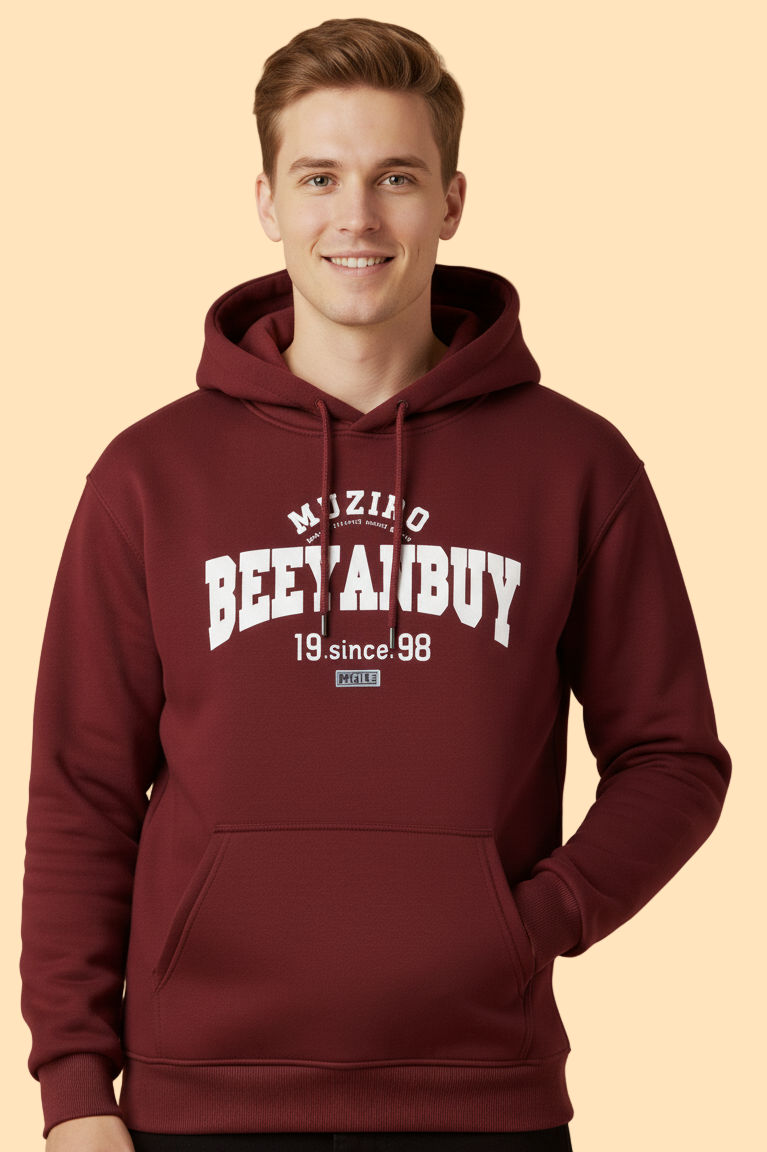 Maroon Graphic Hoodie – “MUZIR BEEYANDUY”